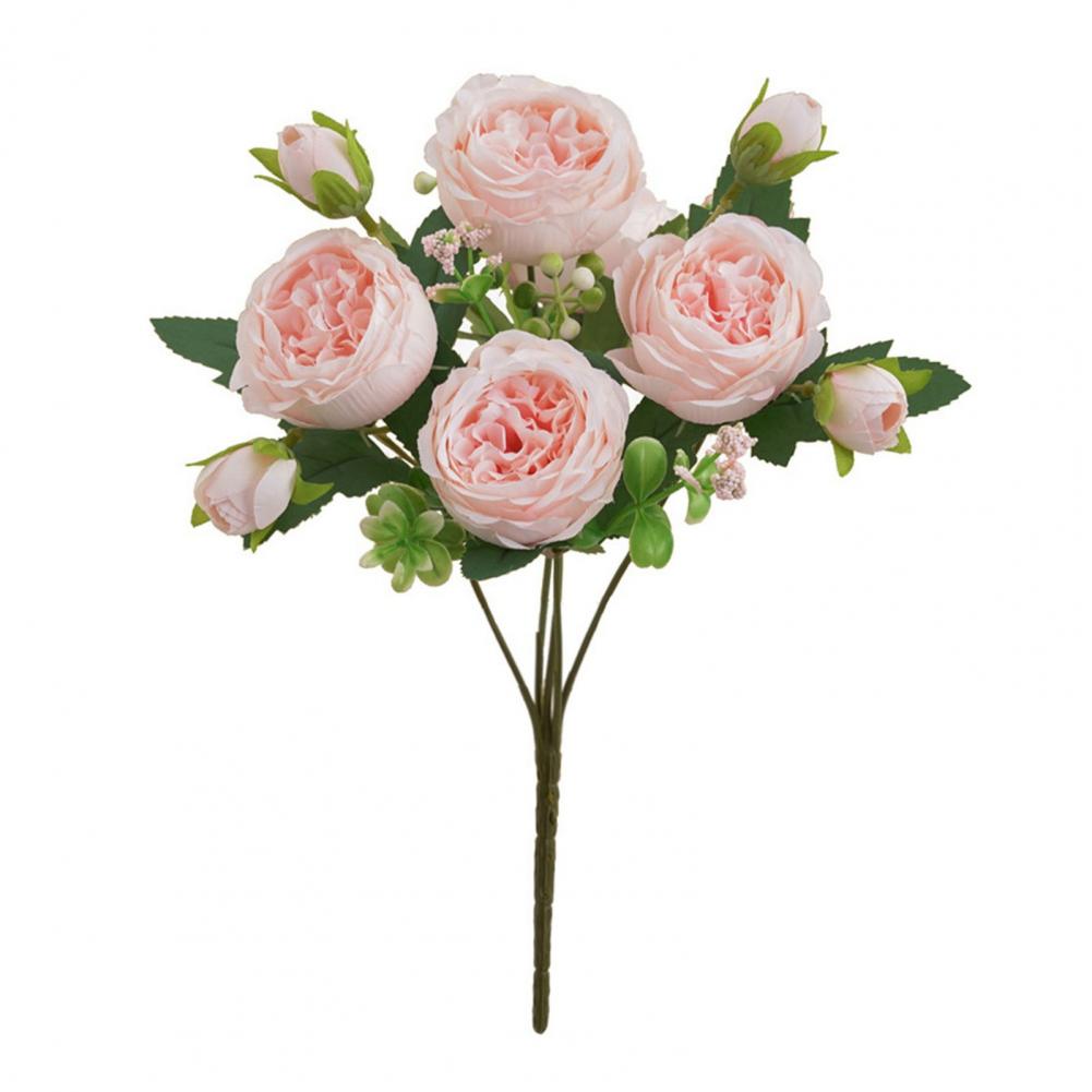 

Realistic 5-Head Artificial Peony Flower With 4 Buds Lifelike Faux Silk Flower Bouquet For Vase Wedding DIY Crafts Home Decor