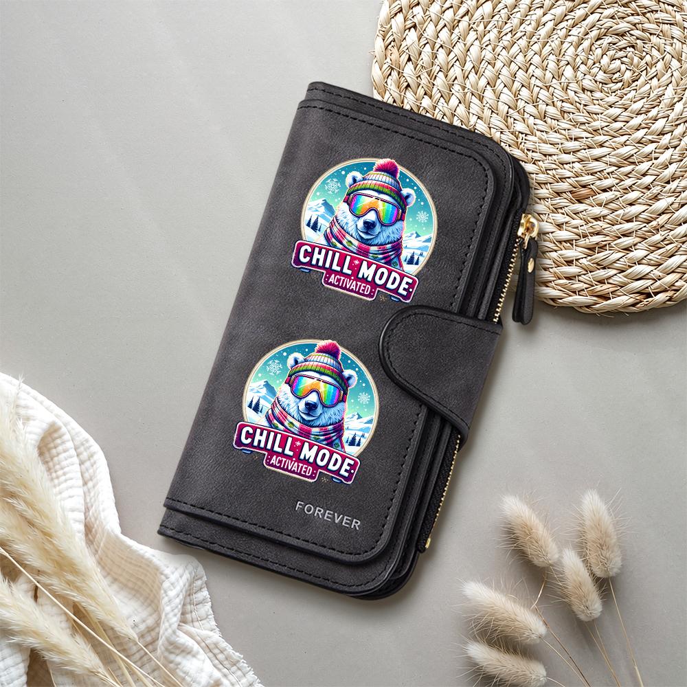 Cute Bear Printed Long Wallet Multi Card Holder Fashion Casual Purse for Daily Use