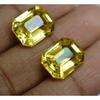 16.23 Ct Pair Natural Yellow Sapphire Emerald Cut Loose Gemstone