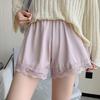 Women's Ice Silk Safety Shorts, Anti-Exposure Non-Roll Edge Plus Size Thin Lace Summer Layering Shorts