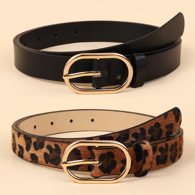 Millennium Retro Leopard Print Women'S Belt Street Jeans Imitation Horsehair Alloy Buckle Belt