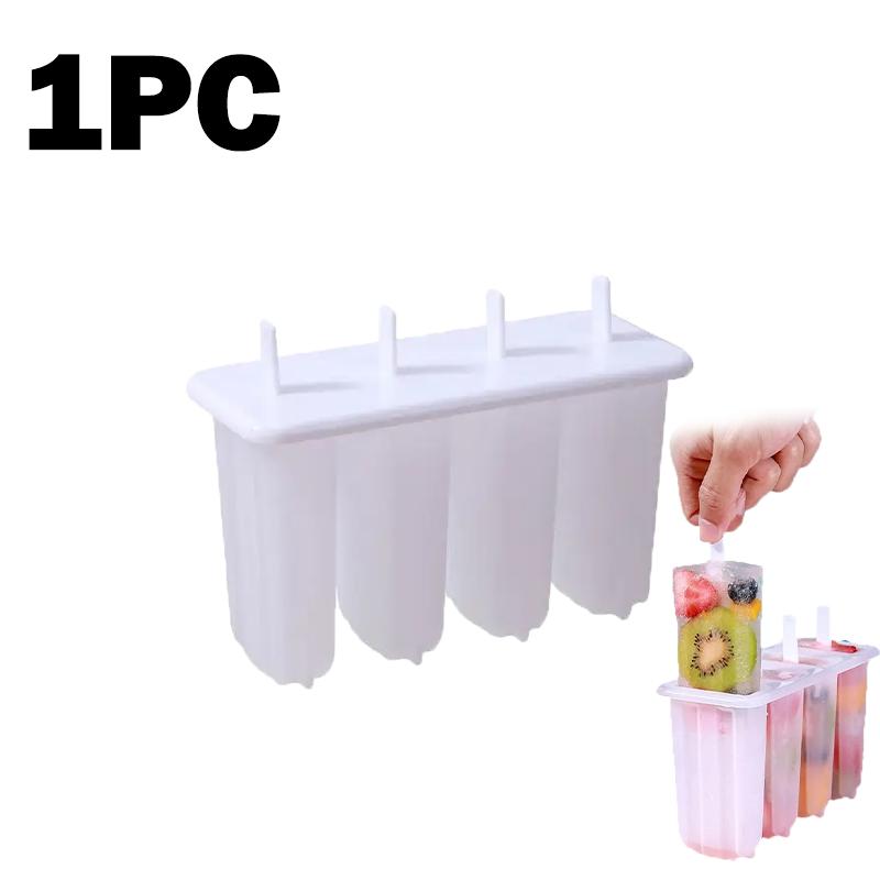 Summer 4 Link Popsicle Mold With Lid Homemade Ice Cream Mold Reusable Mung Bean Popsicle Maker Frozen Ice Cream Tray