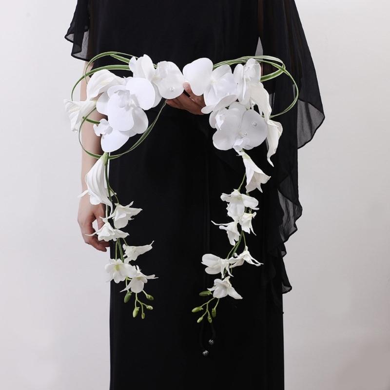 Artificial Silk Flower Bouquet for Bride with Realistic Looking Handheld Bouquet for Engagement Anniversaries Parties