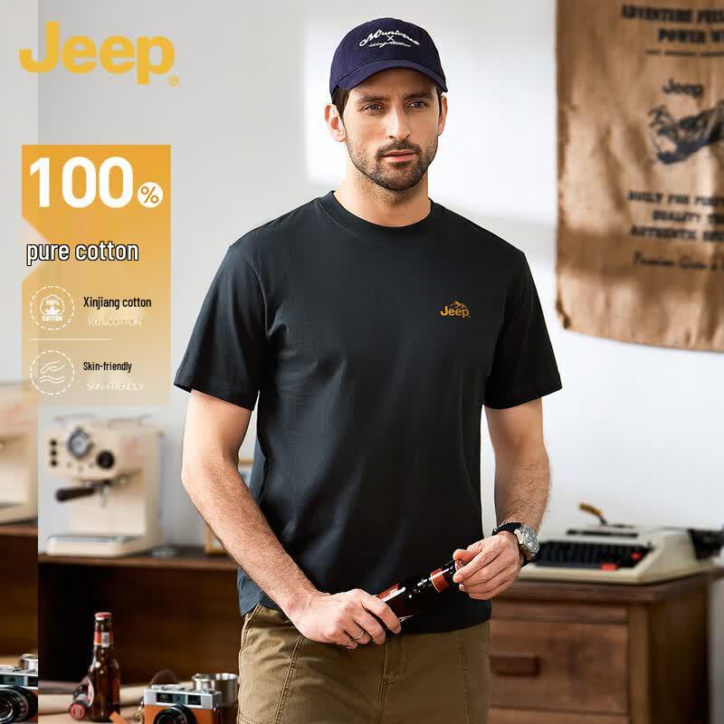 Jeep Men's 100% Cotton Short Sleeve Round Neck T-Shirt