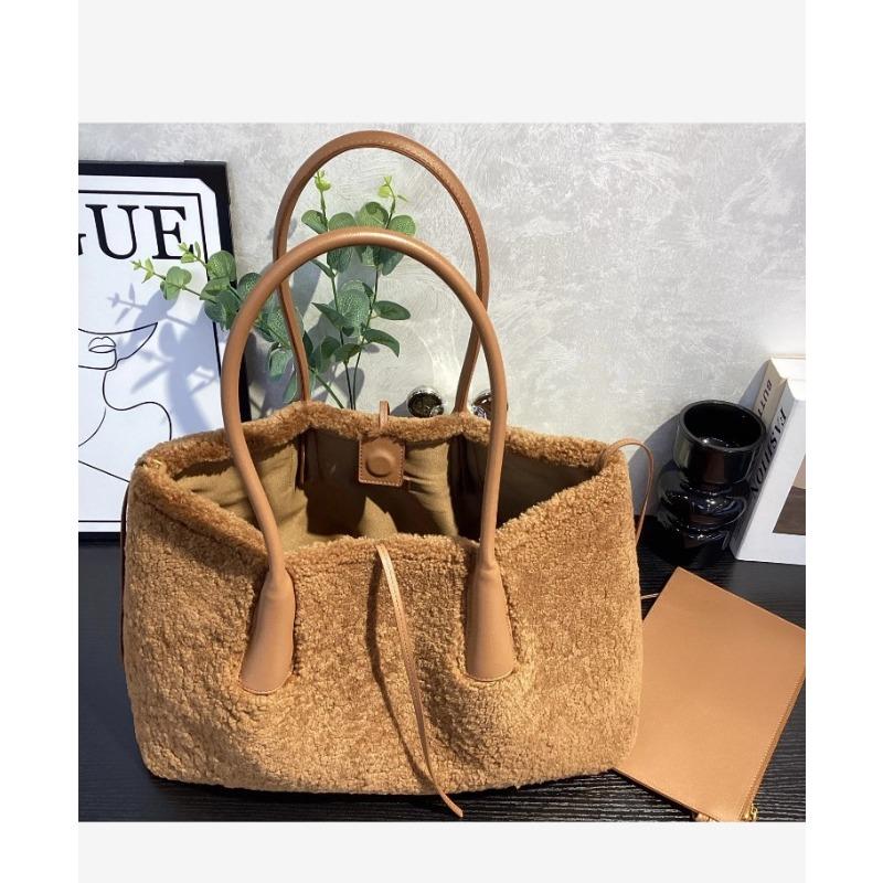 Large Capacity Simple Winter Women's Bag 2025 New Trendy Fashion Handbag One-shoulder Wool Foreign Style Tote Bag