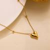 Chic Heart Pendant Titanium Necklace: Beaded, Smooth, Fade-Resistant, Versatile Women's Clavicle Chain