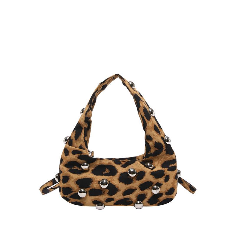 Fashion Leopard Print Women's Shoulder Crossbody Bag Rivet Women's Axillary Bags