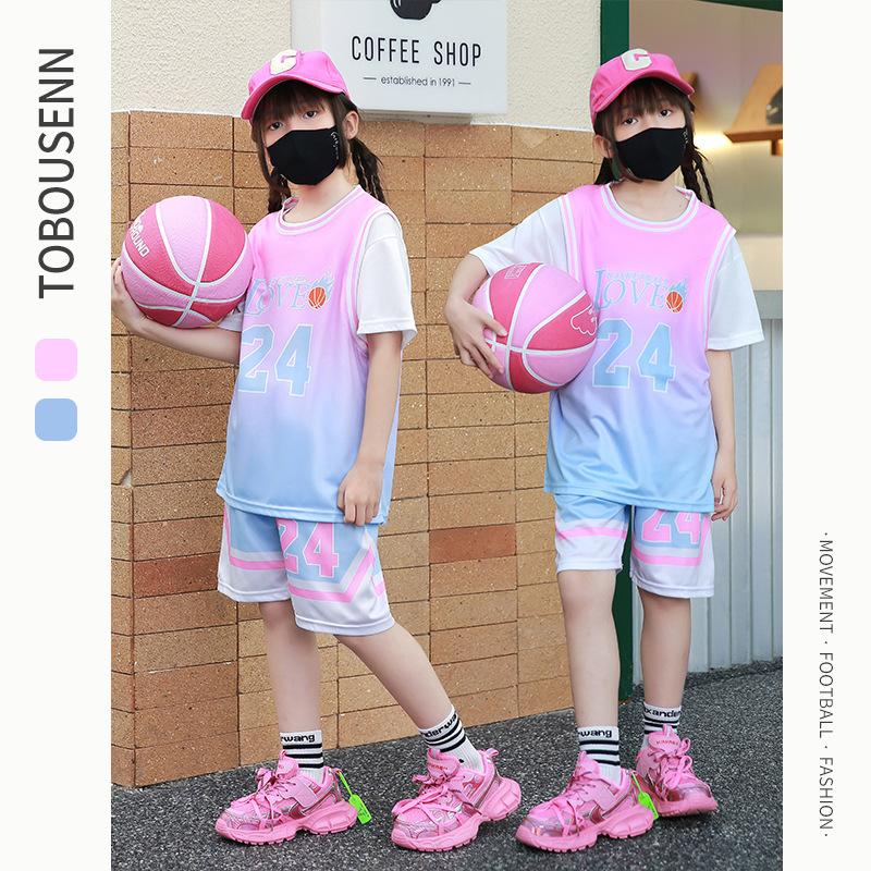Summer new men's and children's basketball suit outdoor women's sports training quick-drying jersey short-sleeved shorts two-piece set