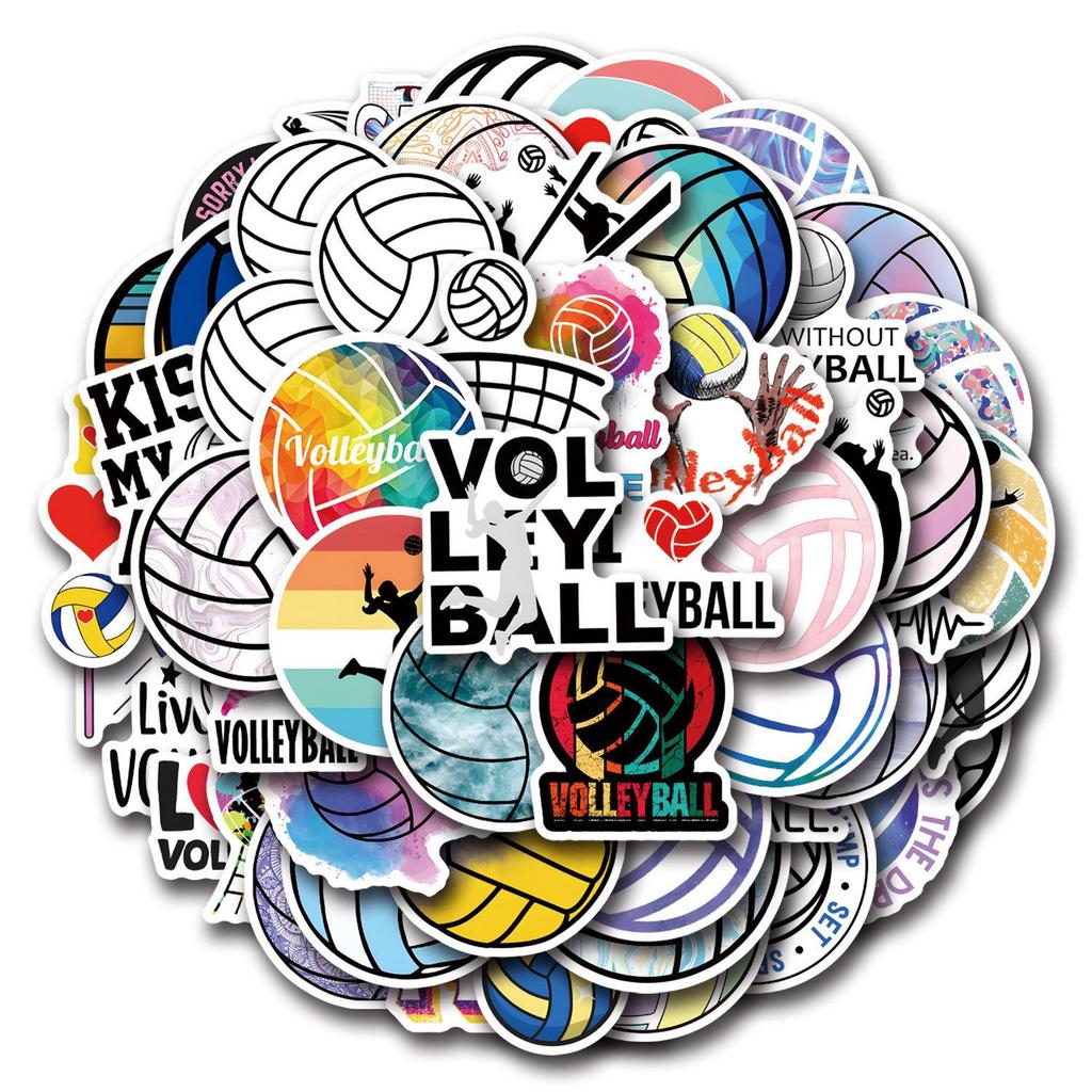 55 Volleyball Cartoon Stickers: DIY Decoration for Suitcases & Water Bottles