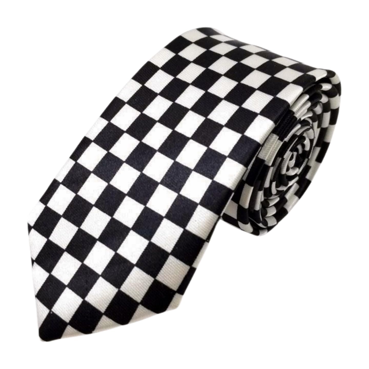 [F NODE] Checkerboard Necktie, Black and White, Party Necktie, 5cm Wide