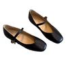 Echtleder Französische Mary Jane Ein-Wort-Schnalle Einzelne Schuhe Damen Neu Weichsohlige Kleine Lederschuhe Ballerina-Schuhe