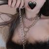 Black PU Heart Choker, Maid Cosplay Adjustable Neck Collar Clavicle Costume Accessory