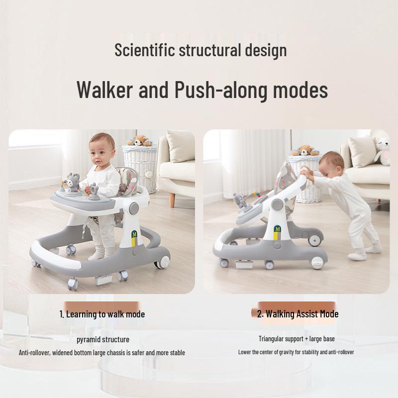 Adjustable Multifunctional Baby Walker for 6-18 Months - Anti-Rollover Design for Boys and Girls