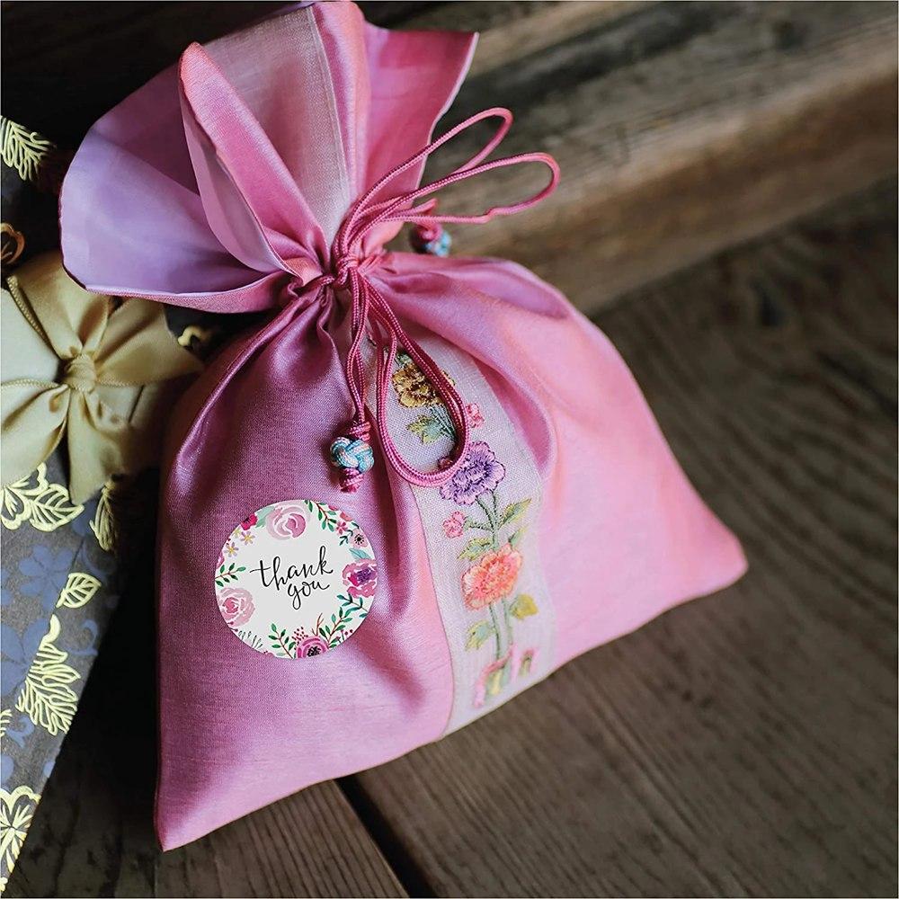 100-500PCS 1inch Round Flower Thank You Stickers Seal Labels for Gift packaging Decoration Stationery Sticker Custom Labels