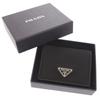 Used Like New Prada Triangle Logo Nylon Saffiano Leather Black Bi-fold Wallet Black 1741 PRADA