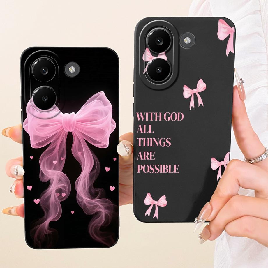 Soft Silicone Funda For Xiaomi Poco X8 Pro Max Redmi Turbo 5 Max Phone Case Vintage Starry Cherry Bow Printed Daisy Bumper