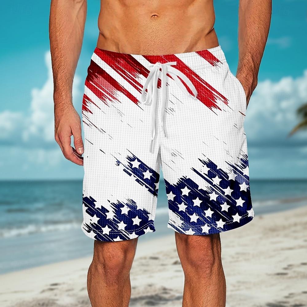 

Independence Day Men s American US Flag Patriotic Fourth of July Waffle Shorts Sweat Shorts Casual 2XL