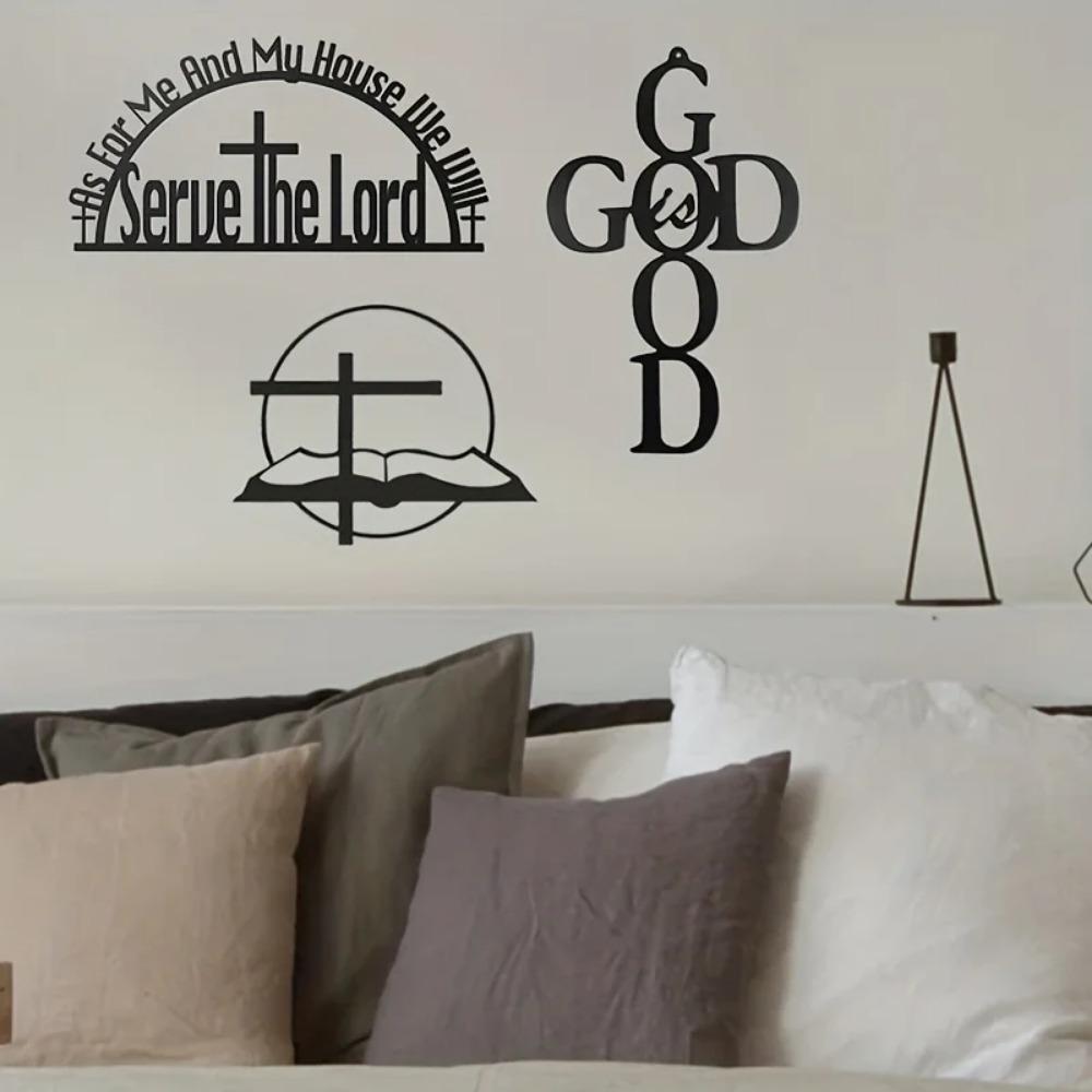As For Me and My House Sign - Decorazione murale in metallo nero con versetto della Bibbia, arte murale di ispirazione cristiana per la casa