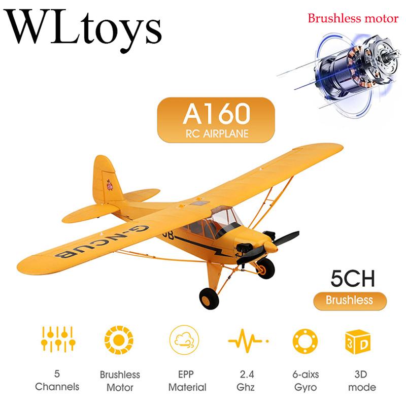 RC Plane RTF 2.4G Brushless Motor 3D/6G Remote Control Airplane Wltoys A160 Upgraded J3-CUB Ready To Fly