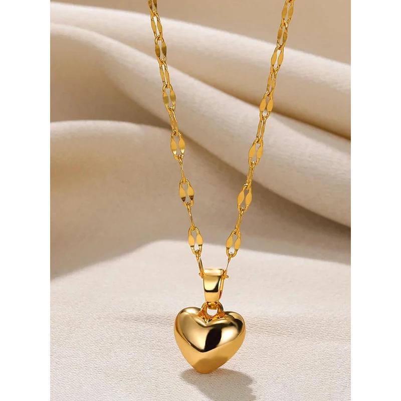 Stainless Steel Gold Beloved Charm Pendant Necklace - Trendy Clavicle Chain for Women & Girls, Holiday Gift