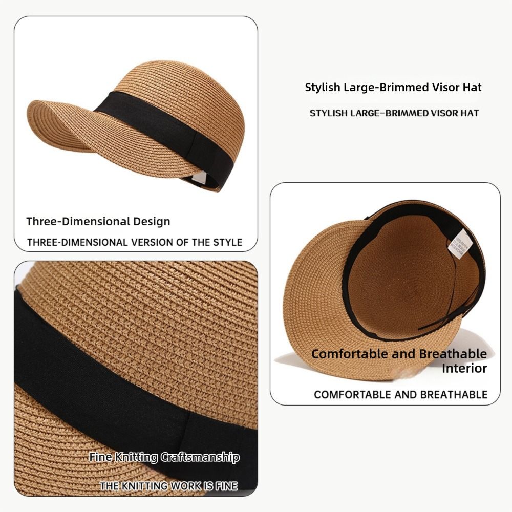 Woven Straw Baseball Cap Breathable Peaked Cap Korean Style Straw Hats  Beach