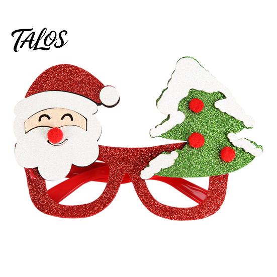 Cute Holiday Event Souvenirs Christmas Glasses, Glitter Party Glasses Frames, Novelty Elf Snowman Santa Claus Fun Festive Eyewear for Kids Reindeer