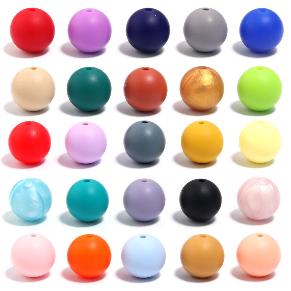 20pcs/Lot 12 15mm Candy Color Round Acrylic Imitation Silicone Beads Round Spacer Loose Bead for DIY Jewelry Making Accessories