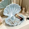 3D-Printed Shell Shape Jewelry Organizer Tray Pearl Luster Desktop Storage Decoration for Earrings Rings Bracelets Lipstick Gift