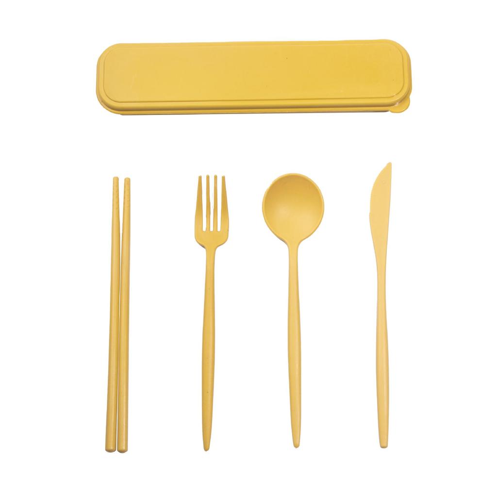 Ensemble de vaisselle portable pliable en blé: Baguettes pliantes créatives, Fourchette, Cuillère, Design en plastique adapté aux étudiants