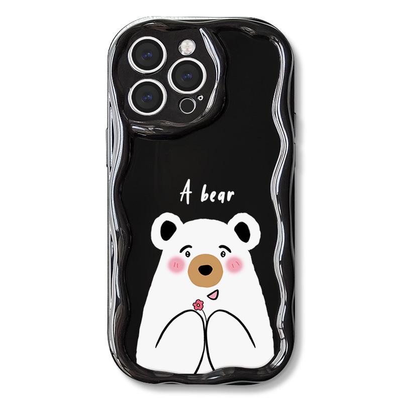 

Мягкий силиконовый чехол Zhitai Full-Cover для iPhone 16 Pro/14/15 с кремовым мультяшным узором iPhone 13 Pro