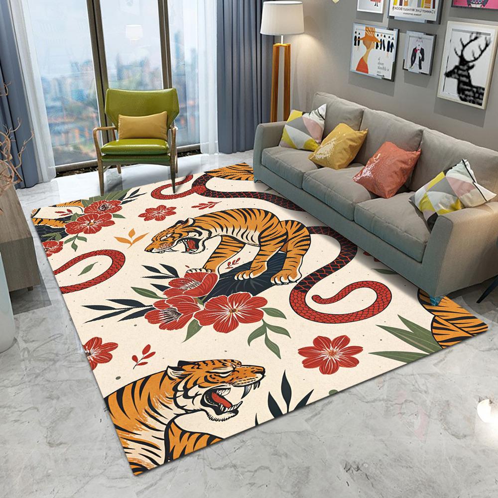 Retro Europa Stil Leopard Tiger Blumen Teppich Wohnzimmer Sofa Schlafzimmer Arbeitszimmer Küche Eingangstürmatte Rutschfest Dekor Teppich