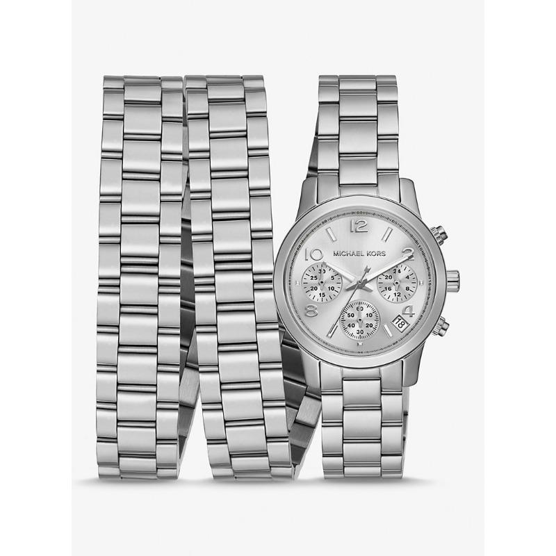 

Часы Michael Kors Runway с тройным ремешком из нержавеющей стали с родиевым покрытием MK7451 серебряный