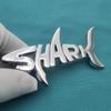 1Pc 3D Metal Shark Logo Car Rear Trunk Emblem Sticker, Car Sider Fender Badge Sticker for Car Body Stying Decoration Accessories