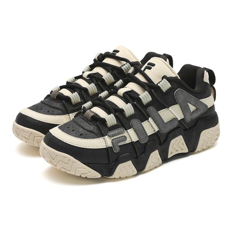 Fila Fusion Buster Comfortable Versatile Low-Top Retro Basketball Shoes Women sneaker Black White T12W413207FBS