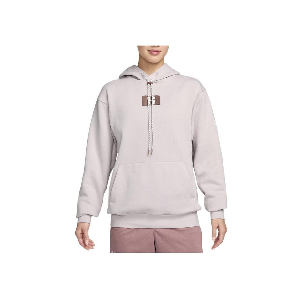 Nike Sabrina Letter Tag Hooded Fleece Sweatshirt Women Tops Grey Purple FJ4450-019