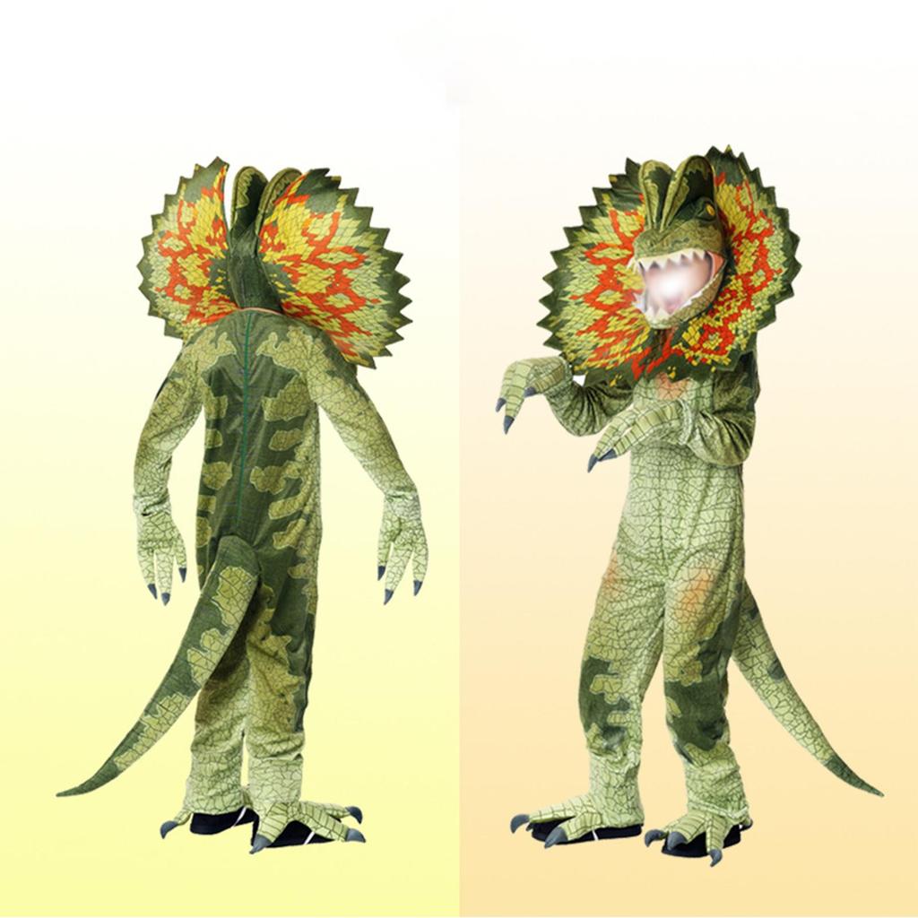 Dino Delight Costume - Kids' Green Jumpsuit for Cosplay and Halloween Fun