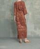 Elegant Burgundy Silk Wrap V-Neck Dress with Mid Sleeves