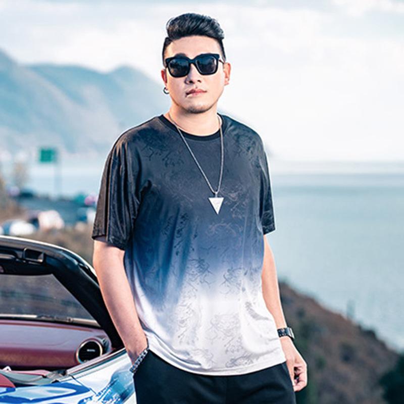 Stretch Fit Anti-wrinkle Loose Men's Short-sleeved Ice Cool Feeling Fashion Short-sleeved Top Cotton Comfortable Lightweight T-shirt