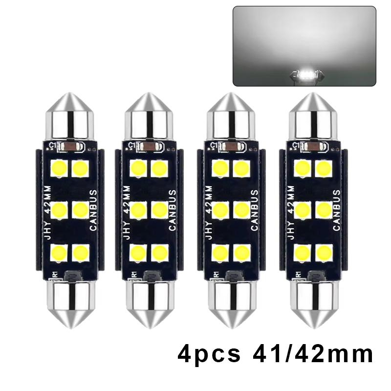 2/4pcs 12V White 6411 6418 C5W Festoon LED Bulbs Error Free 31/36/39/41mm for Interior Map Dome Courtesy License Plate Lights Dome Lights 6