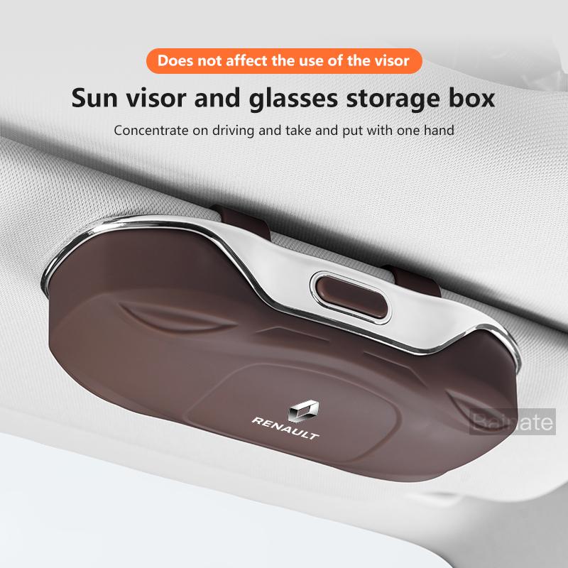 For Renault 2026 New Hub Caps For Renault RS Captur Kadjar Scenic Koleos Duster Megane Logan Car Visor Sunglasses Glasses Case G