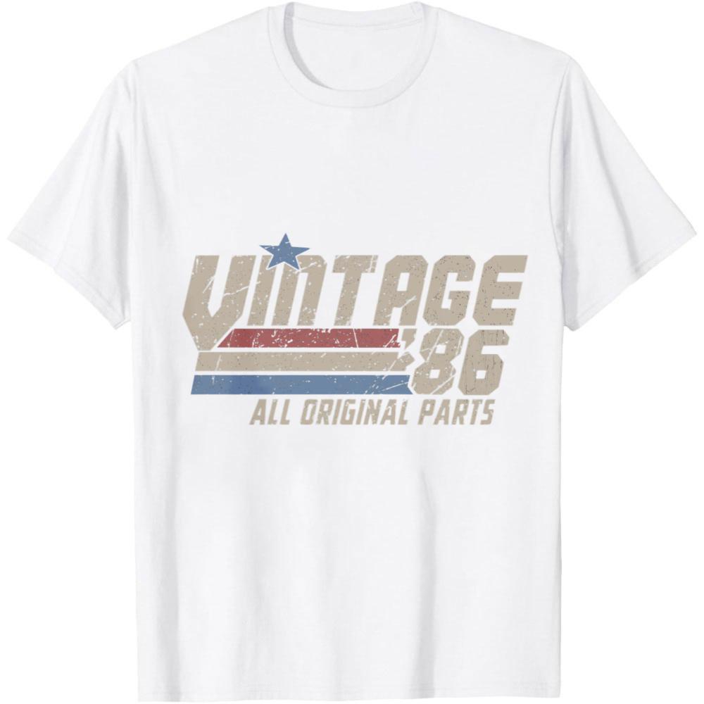 Vintage 86 All Original Parts Summer Men TShirt Retro American Style Casual Wear For Birthday Gift For Him