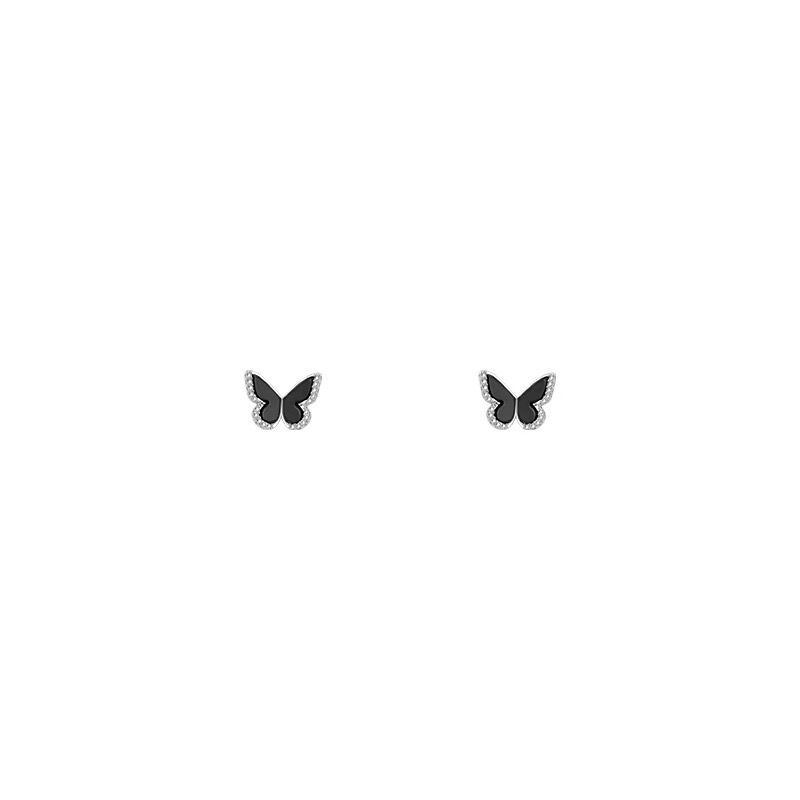 Autumn and winter black butterfly stud earrings women's year new trendy niche design sense light luxury high-end earrings earrings explosion