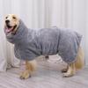 Quick-Dry Pet Hooded Towel Robe Dogs Large Breed Absorbent Coral Fleece Bath Wrap Blue Gray