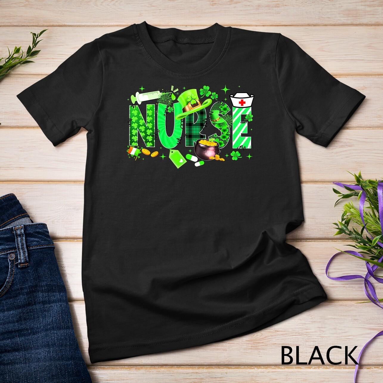 Irish Nurse Stethoscope Scrub St Patricks Day Nurses Life T-Shirt Mens Womens Tees Top Unisex T-Shirt Mens Womens Tees Top S