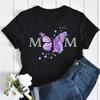 New Women T Shirt Fashion MOM Butterfly Floral Print Tshirt Casual Short Sleeve Tops Tee Women T-shirts 90s Lady Female T Shirt