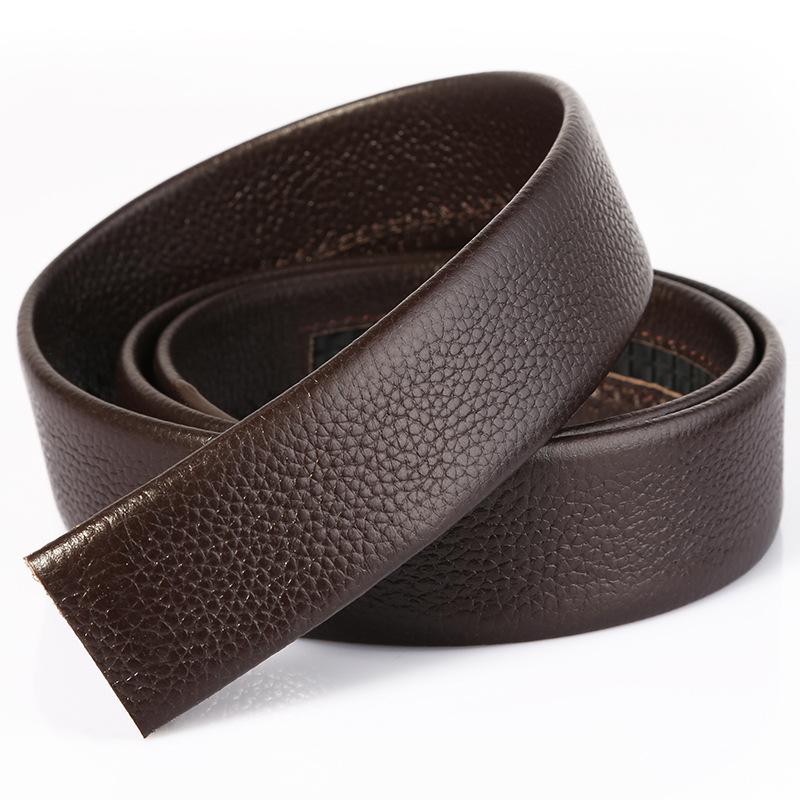 Men s Top Layer Cowhide Belt Strip Belt Men s Genuine Leather Belt Men s No Buckle Belt Lychee Pattern 100CM-130CM (