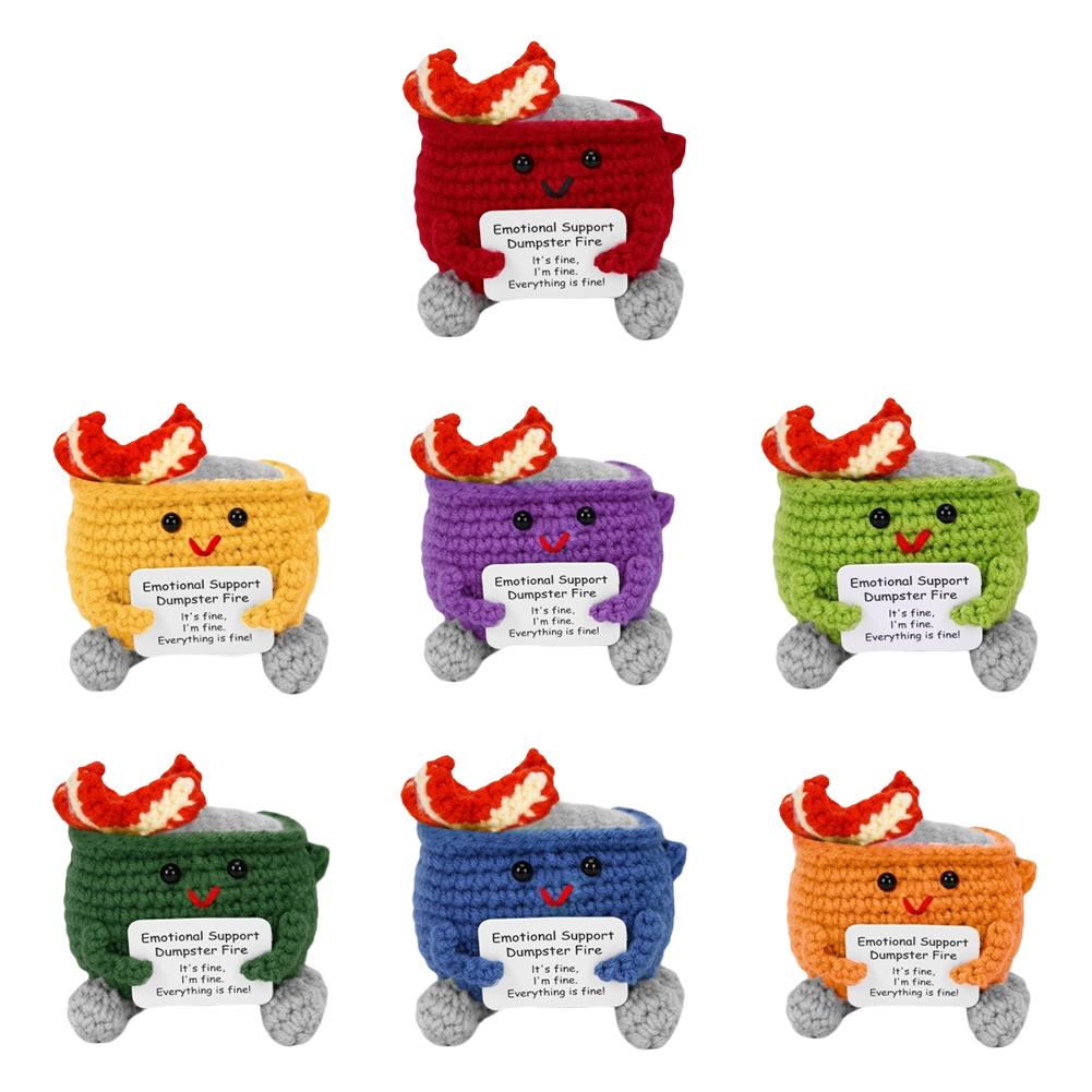 Häkeln Müllcontainer Feuer Niedlich Humorvoll Emotionale Unterstützung Dekoration Geschenk für Zuhause und Büro Fröhliches Accessoire