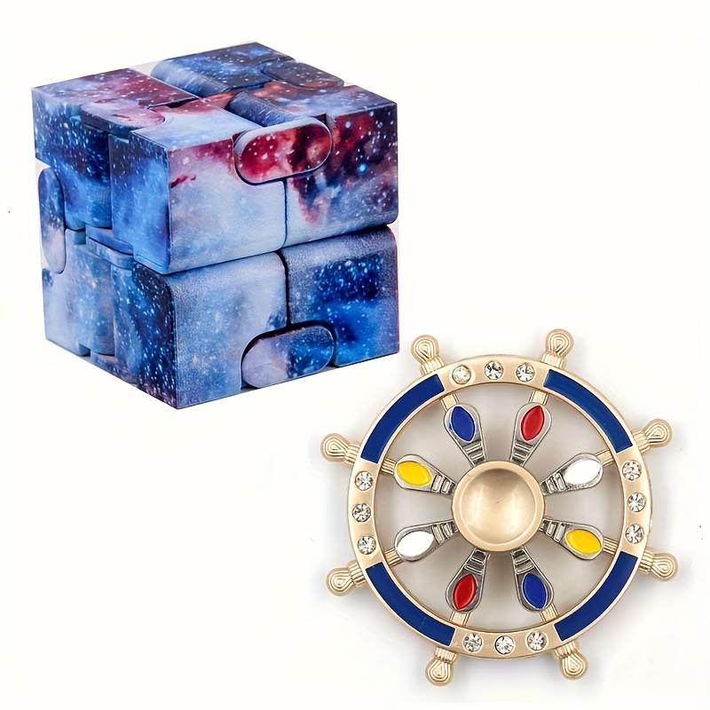2 - Pack Fun Stress Relief Toys: Metal Fingertip Spinner & Infinite Rubik's Cube - Great for Office, Home & On - the - Go Use