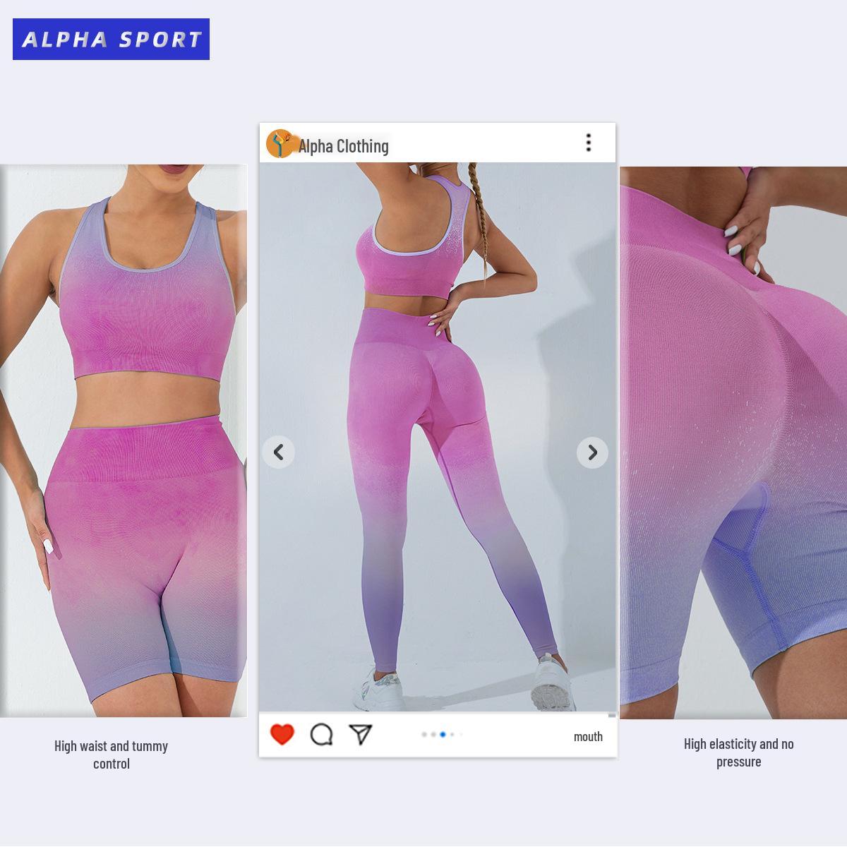 

Women s High-End Gradient Yoga Suit: Moisture-Wicking, Seamless Sports Set Small