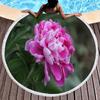Botanical Peony Floral Round Beach Towel,Microfiber Sand Resistant Beach Blanket,Soft Absorbent Quick Dry Pool Towel Picnic Mat